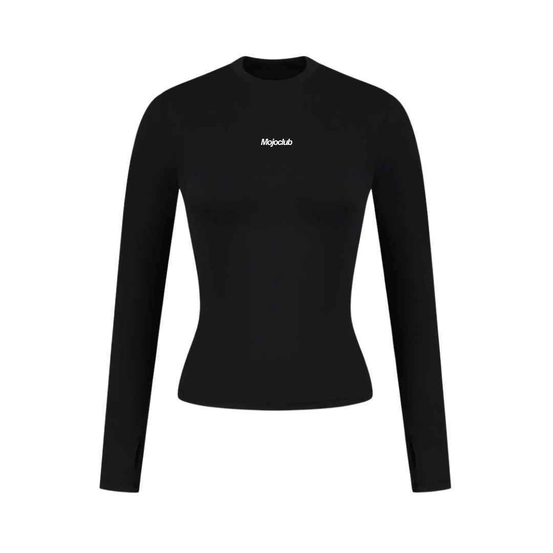 LONG SLEEVE NYLON TOP - Black