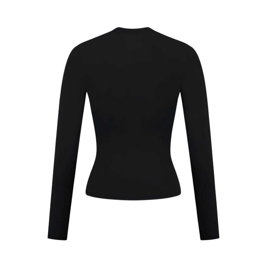 LONG SLEEVE NYLON TOP - Black
