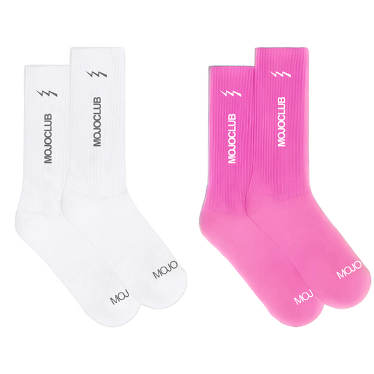 MOJOCLUB SOCKS - White & Pink pack